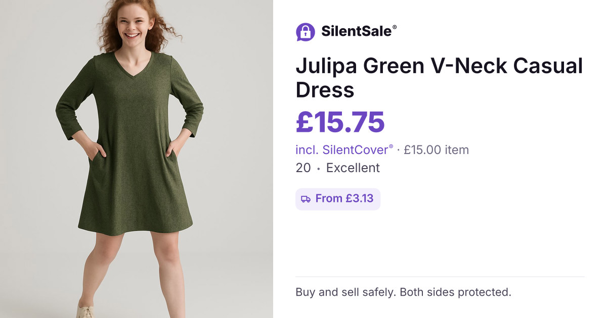 Julipa Green V-Neck Casual Dress