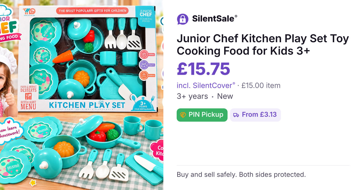 Junior Chef Kitchen Play Set Toy Cooking Food for Kids 3+