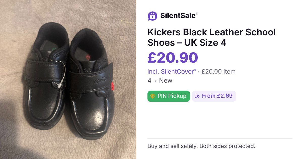 Kickers Black Leather School Shoes – UK Size 4