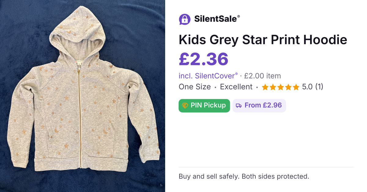 Kids Grey Star Print Hoodie