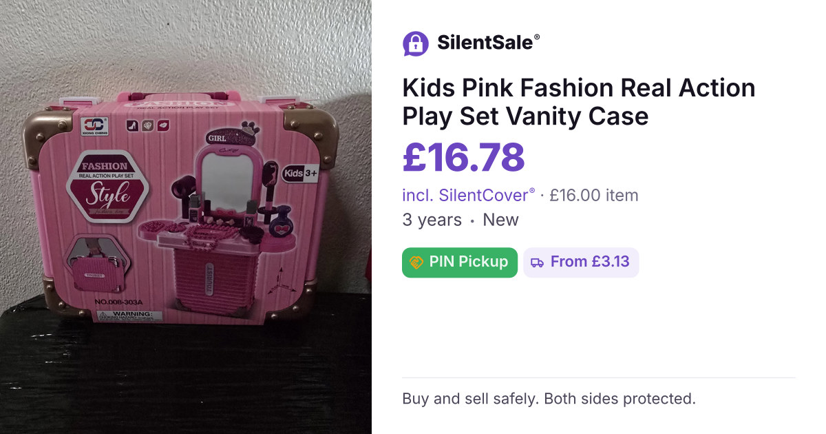 Kids Pink Fashion Real Action Play Set Vanity Case