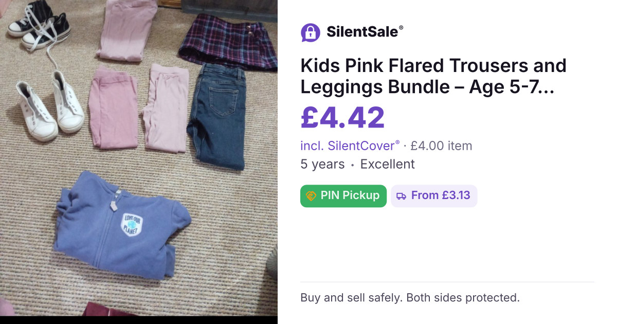 Kids Pink Flared Trousers and Leggings Bundle – Age 5-7 Years