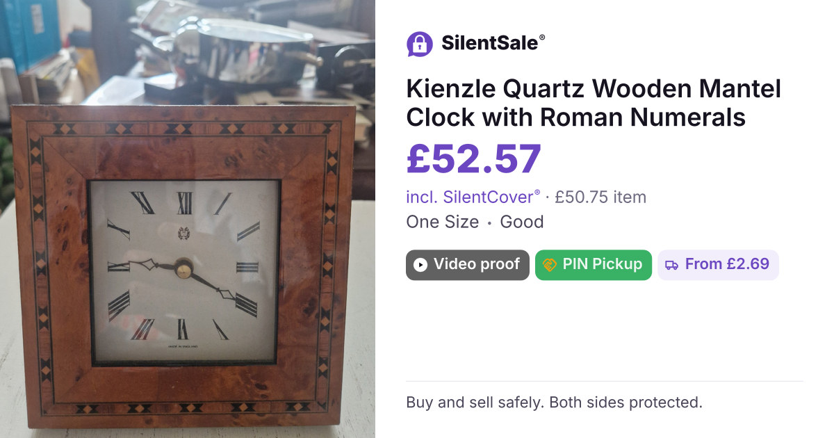 Kienzle Quartz Wooden Mantel Clock with Roman Numerals
