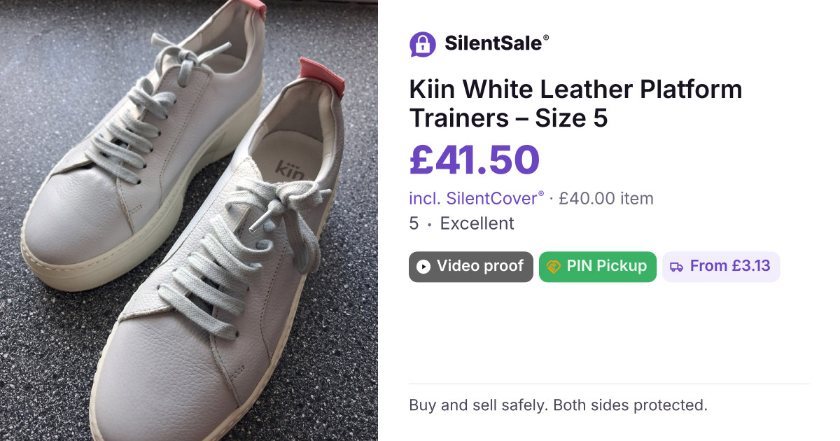 Kiin White Leather Platform Trainers – Size 5