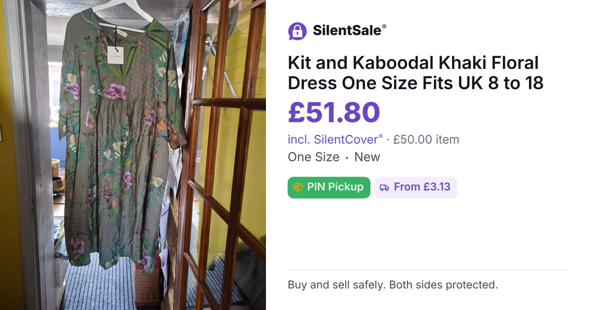 Kit and Kaboodal Khaki Floral Dress One Size Fits UK 8 to 18
