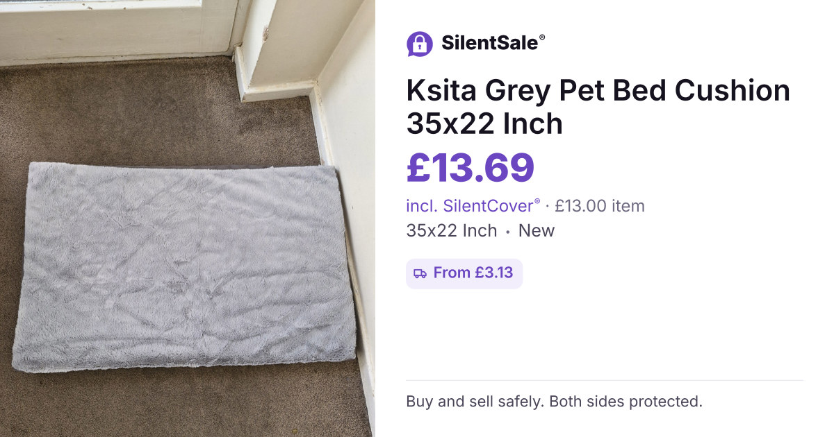 Ksita Grey Pet Bed Cushion 35x22 Inch