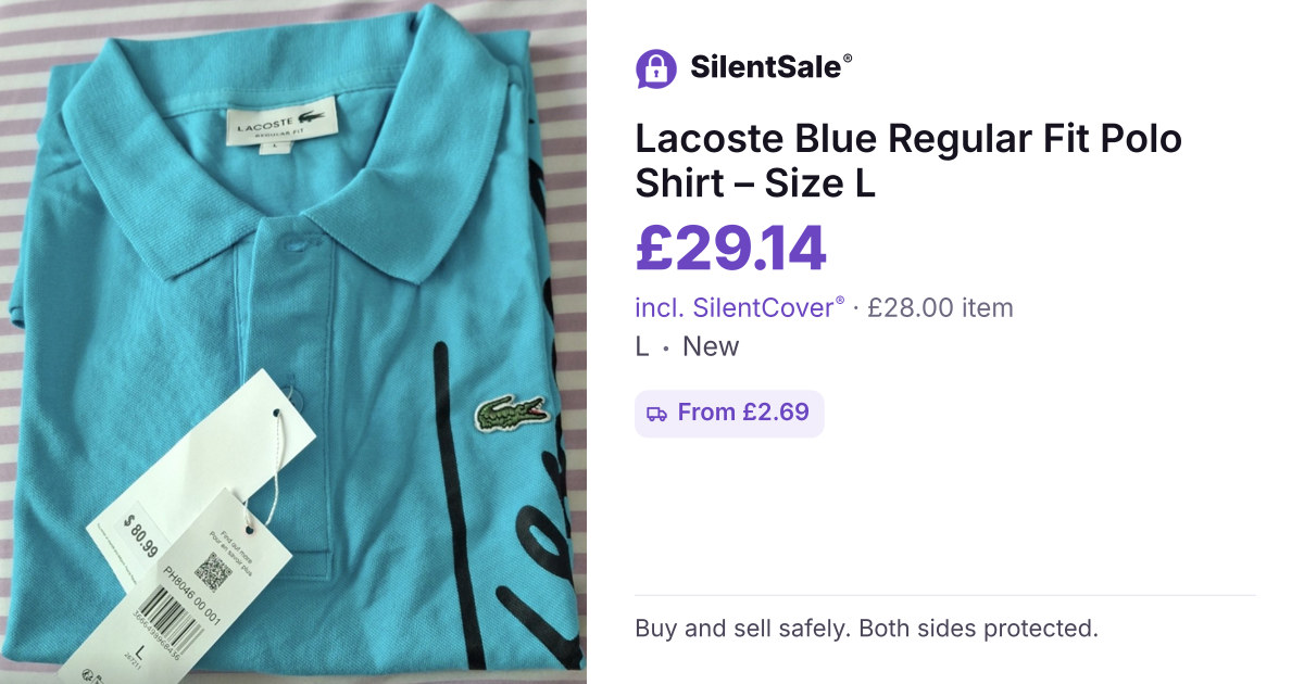 Lacoste Blue Regular Fit Polo Shirt – Size L