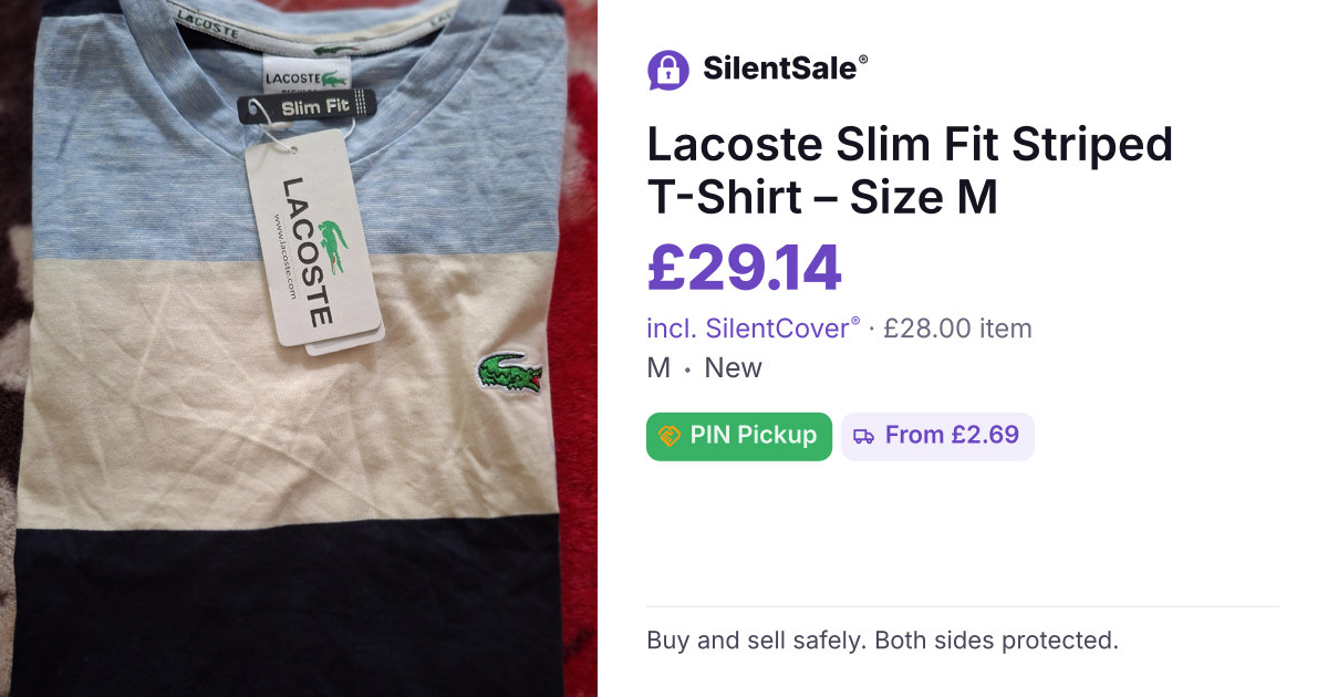 Lacoste Slim Fit Striped T-Shirt – Size M