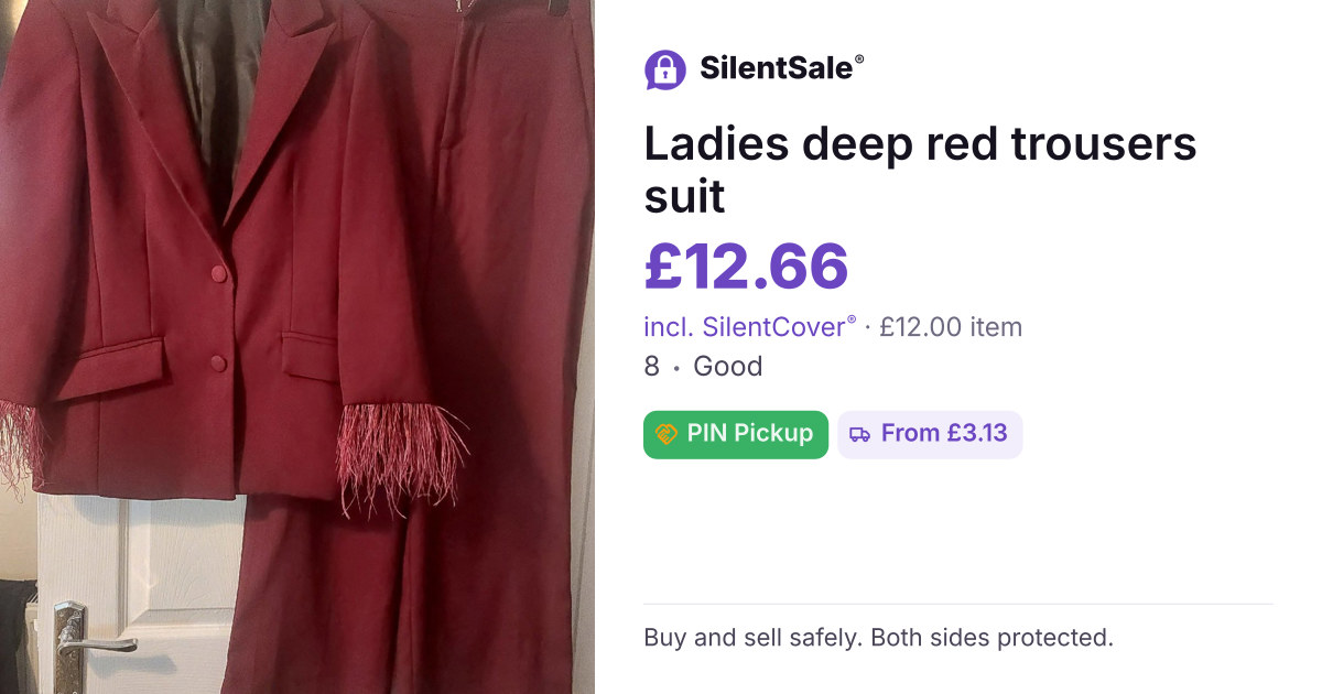 Ladies deep red trousers suit 