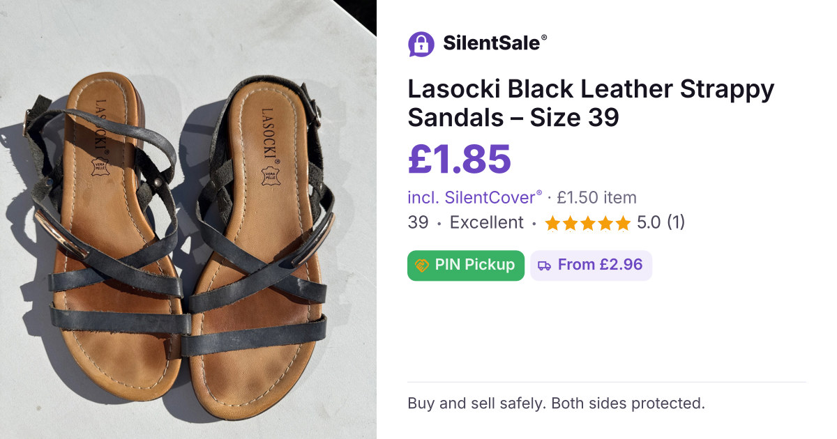 Lasocki Black Leather Strappy Sandals – Size 39