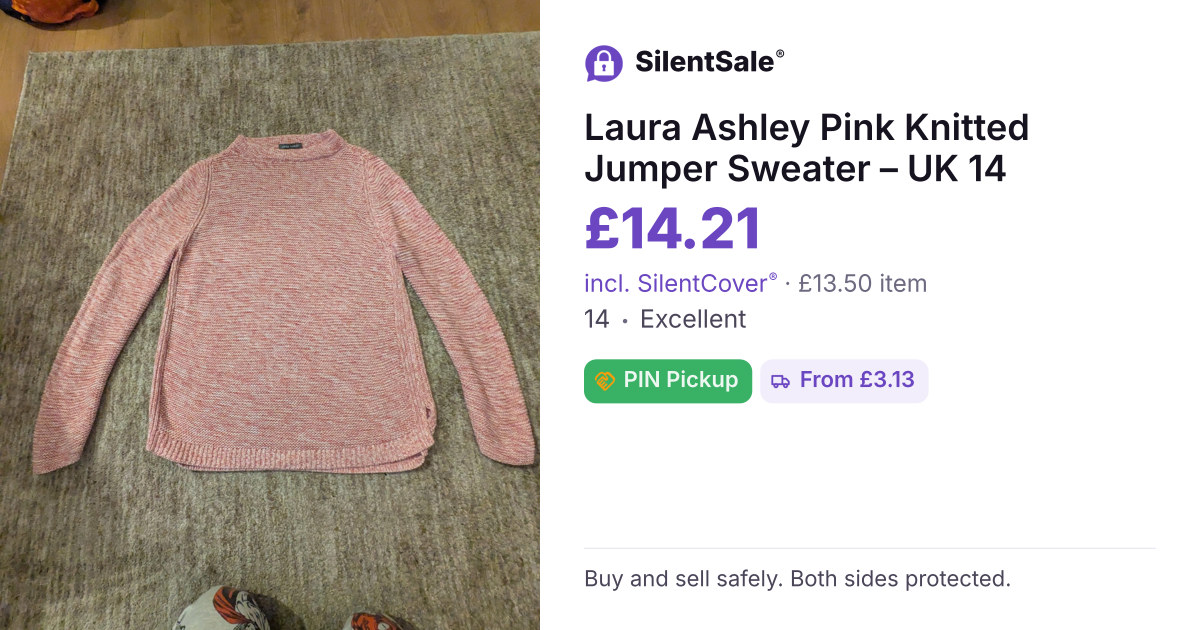 Laura Ashley Pink Knitted Jumper Sweater – UK 14