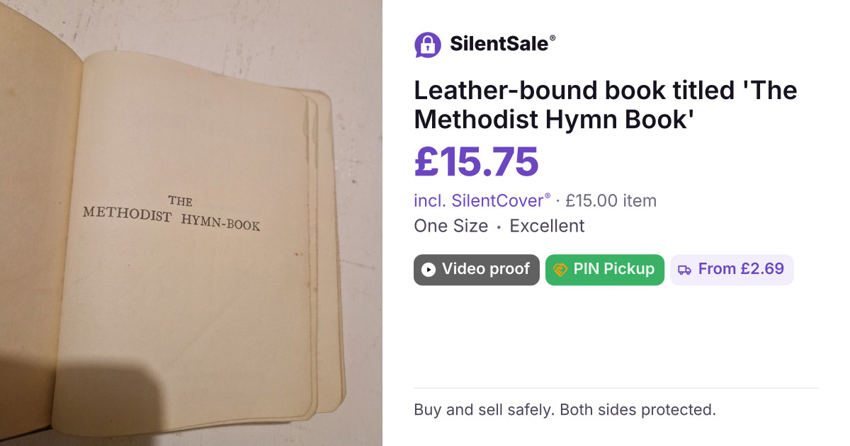 Leather-bound book titled 'The Methodist Hymn Book'