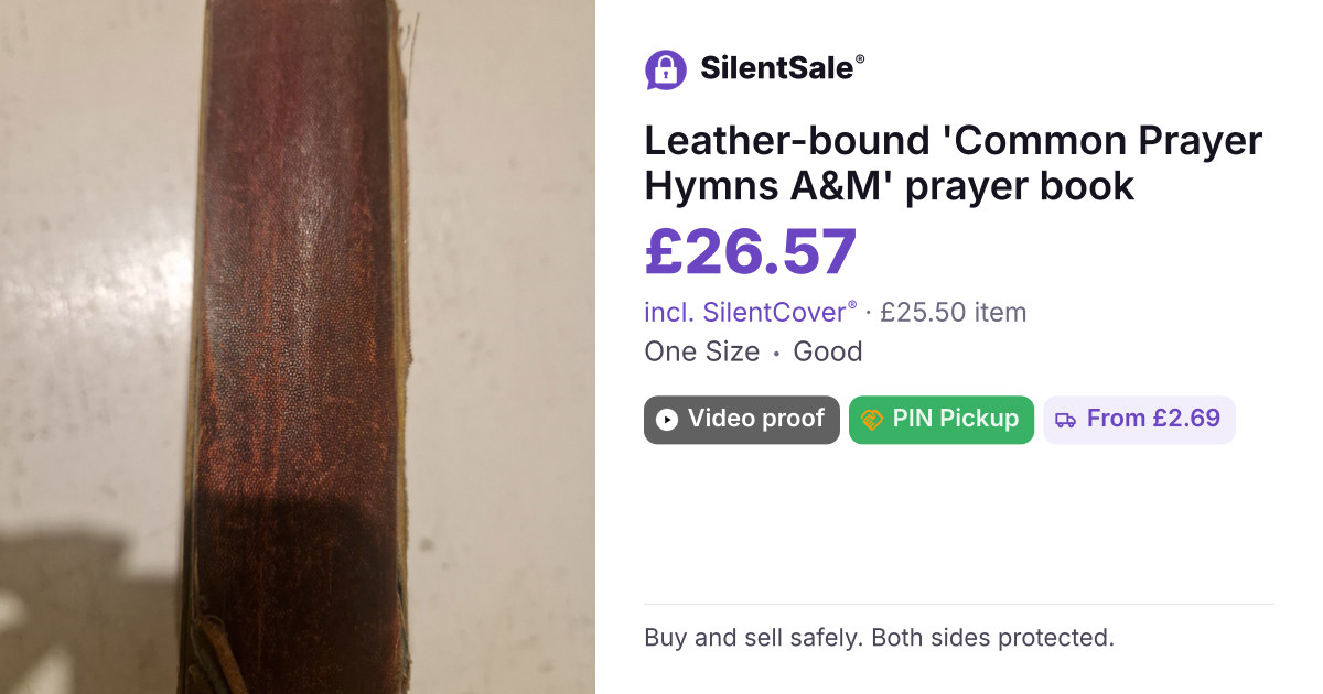 Leather-bound 'Common Prayer Hymns A&M' prayer book