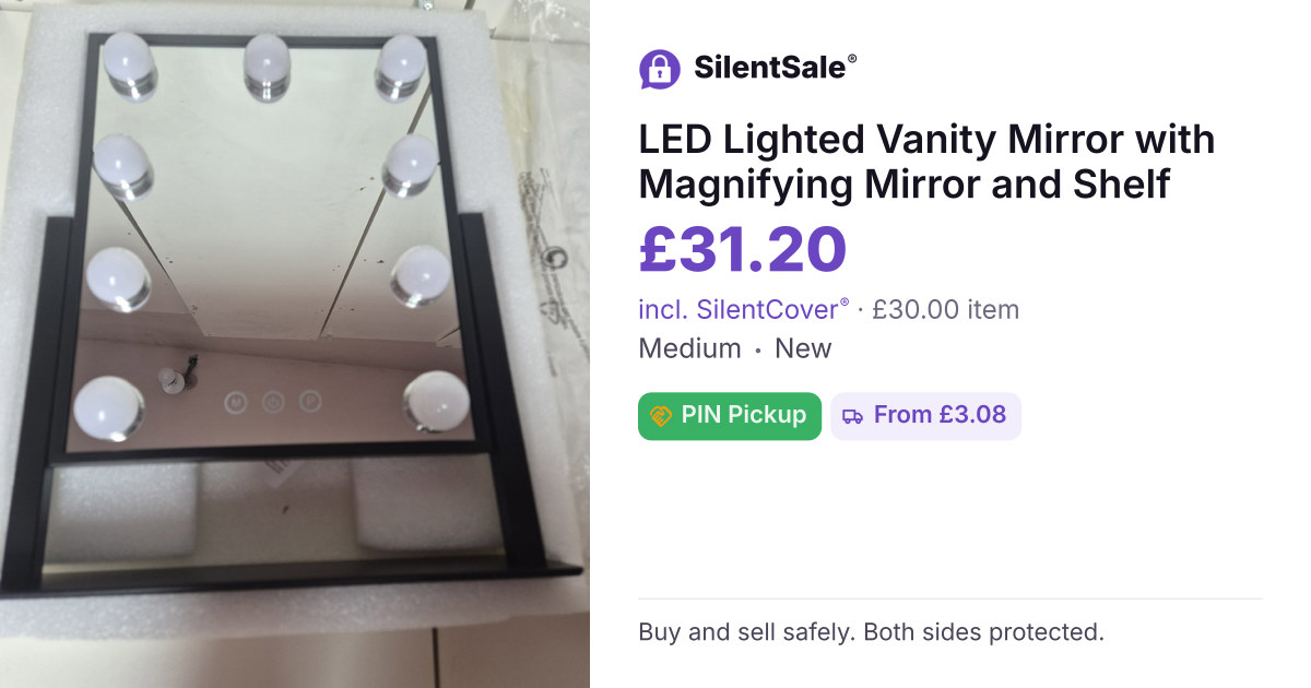LED Lighted Vanity Mirror with Magnifying Mirror and Shelf