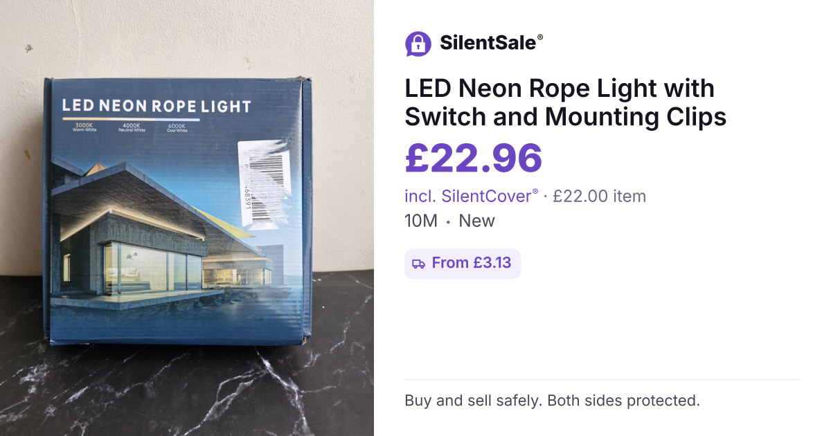LED Neon Rope Light with Switch and Mounting Clips