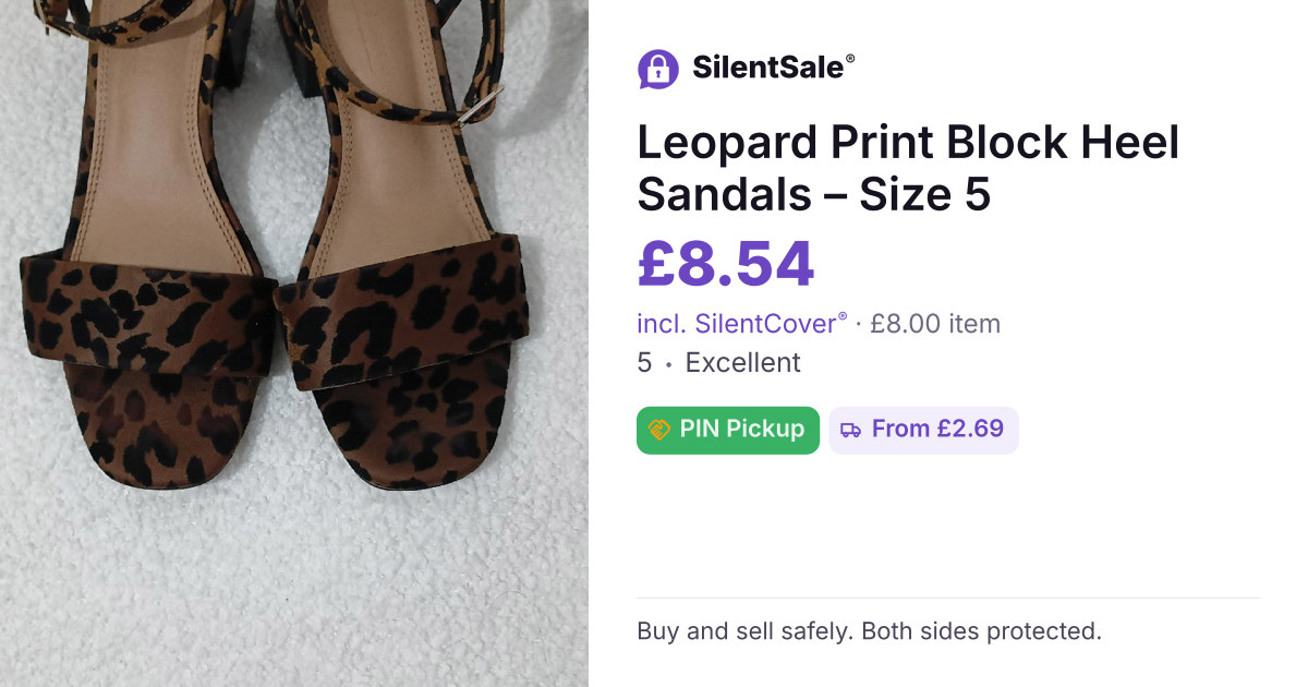 Leopard Print Block Heel Sandals – Size 5