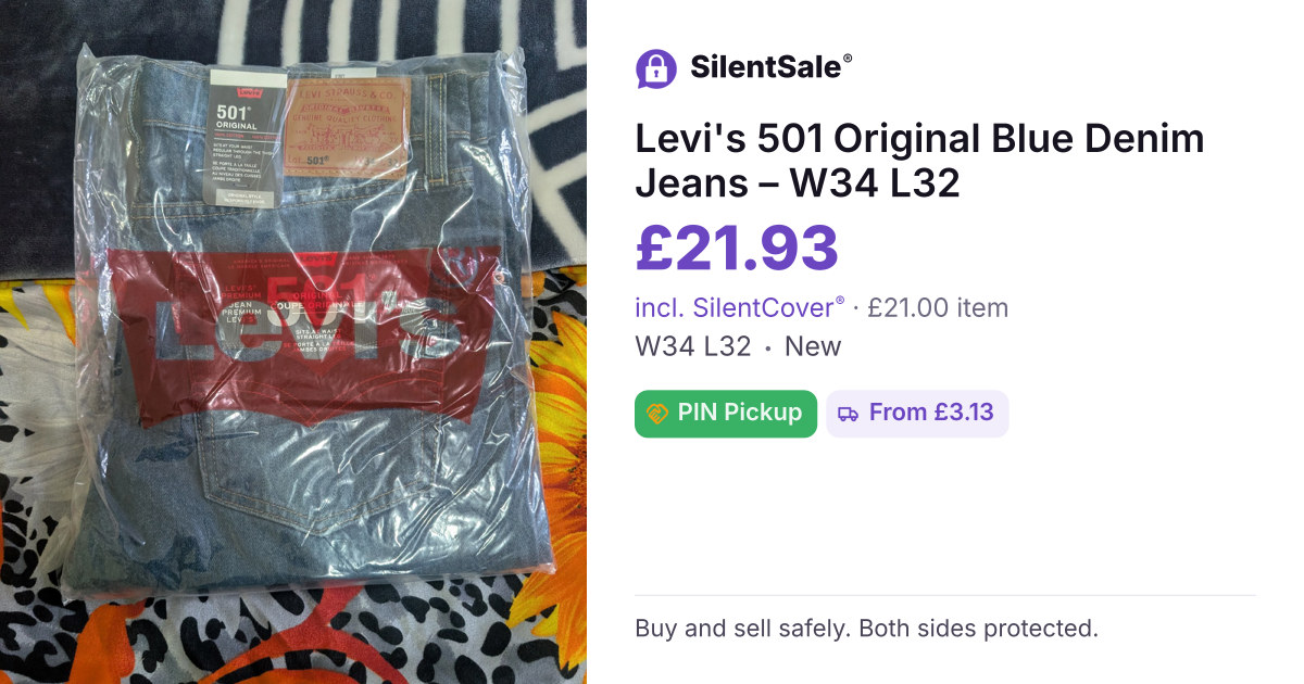 Levi's 501 Original Blue Denim Jeans – W34 L32
