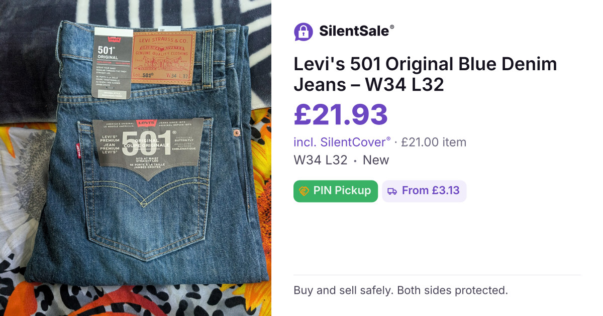 Levi's 501 Original Blue Denim Jeans – W34 L32