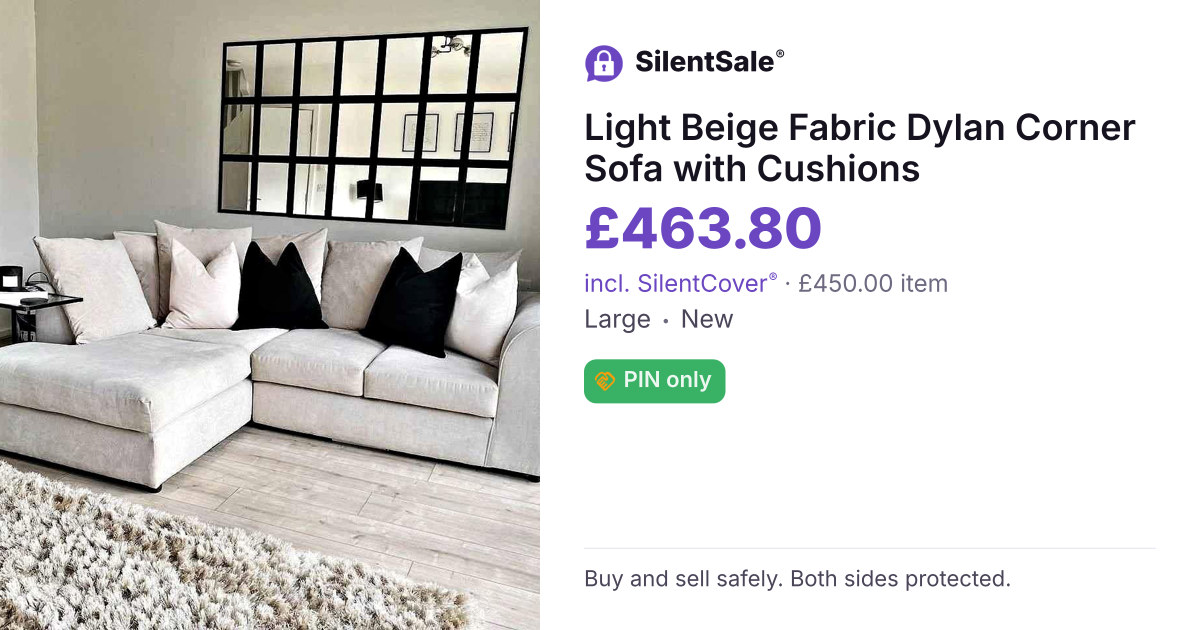 Light Beige Fabric Dylan Corner Sofa with Cushions