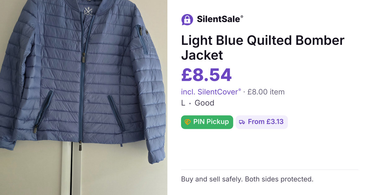 Light Blue Quilted Bomber Jacket