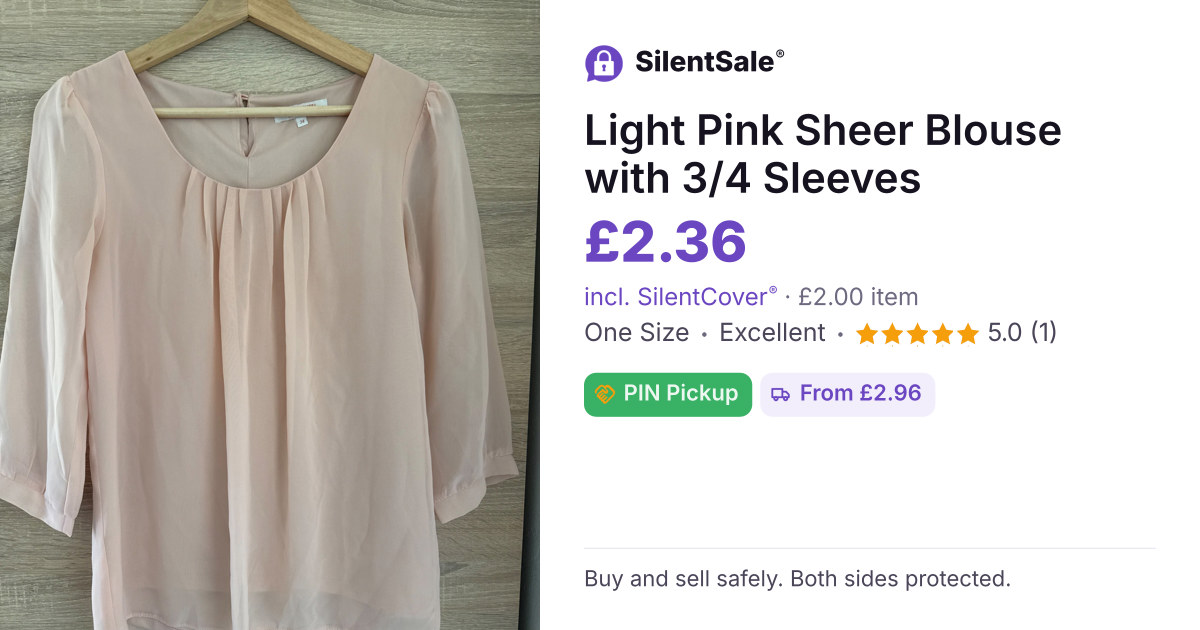 Light Pink Sheer Blouse with 3/4 Sleeves