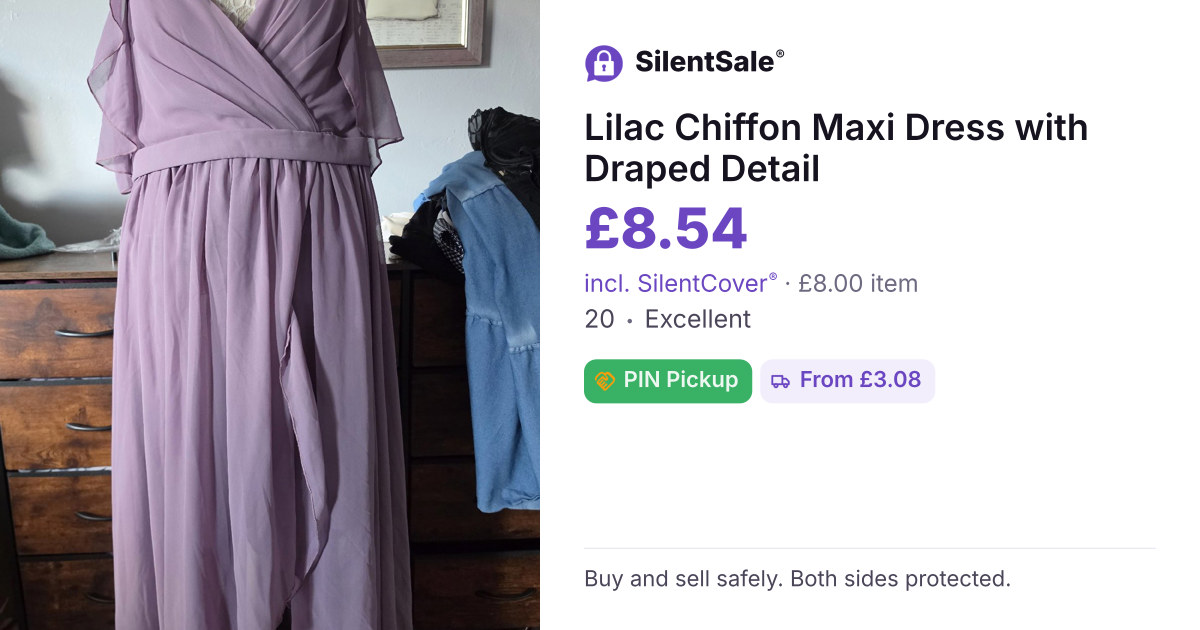 Lilac Chiffon Maxi Dress with Draped Detail