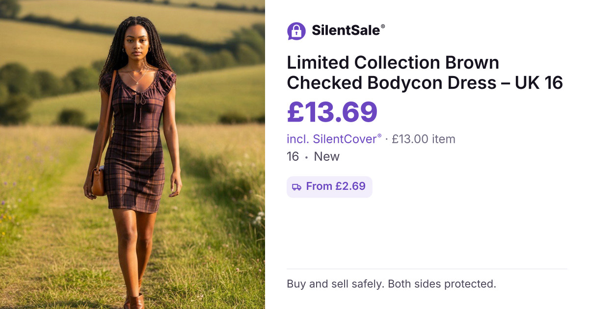 Limited Collection Brown Checked Bodycon Dress – UK 16