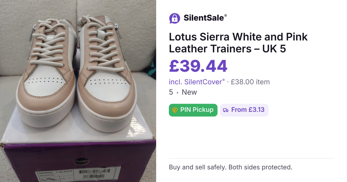 Lotus Sierra White and Pink Leather Trainers – UK 5