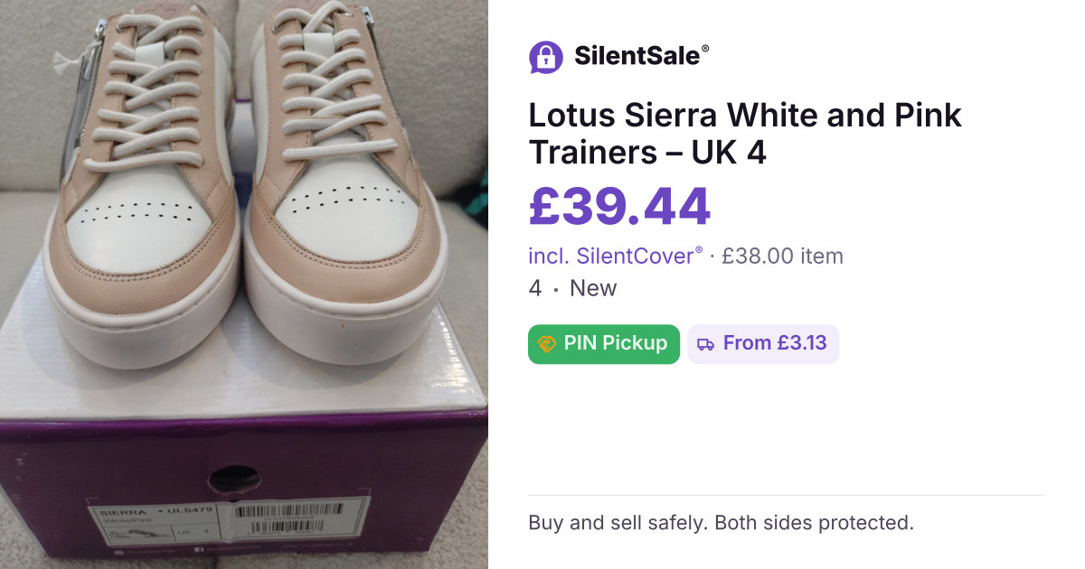 Lotus Sierra White and Pink Trainers – UK 4
