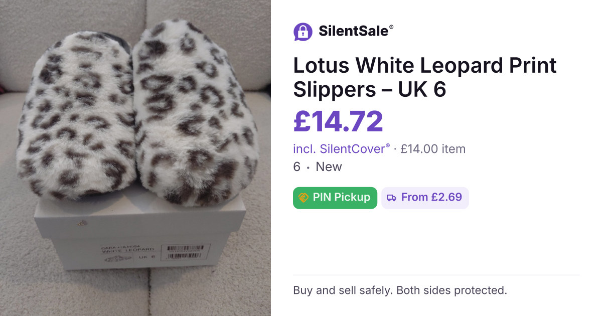 Lotus White Leopard Print Slippers – UK 6