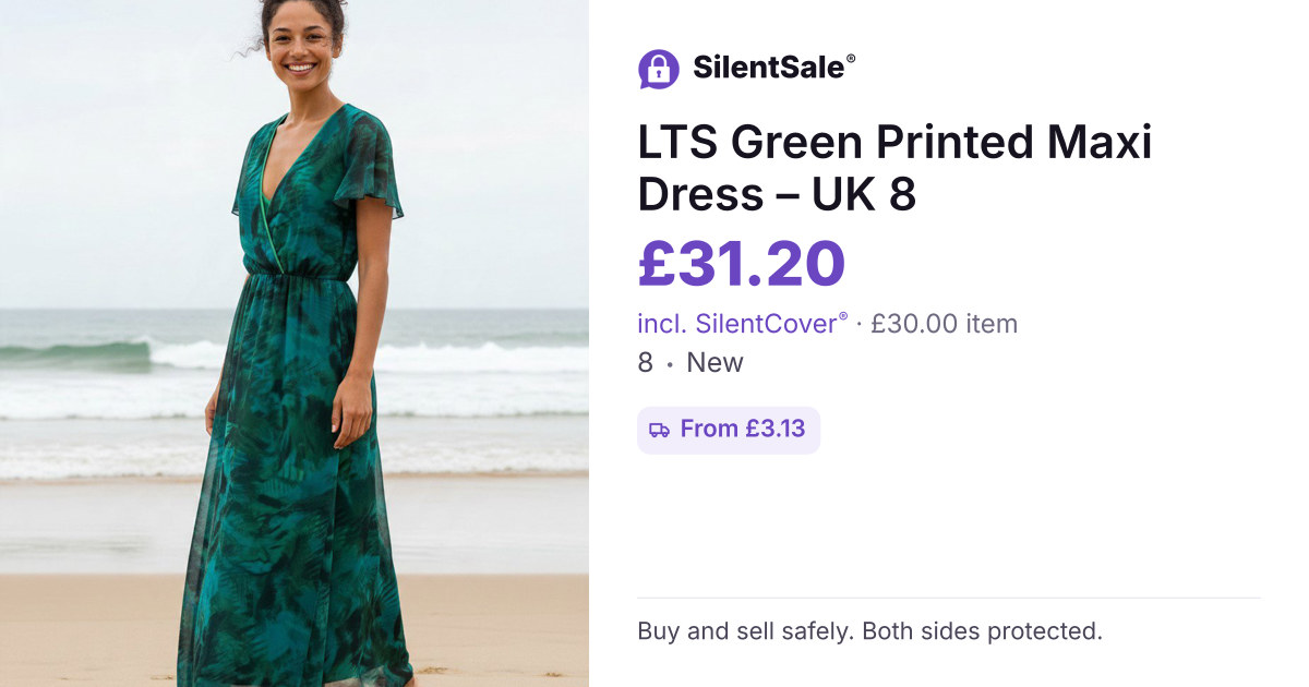 LTS Green Printed Maxi Dress – UK 8