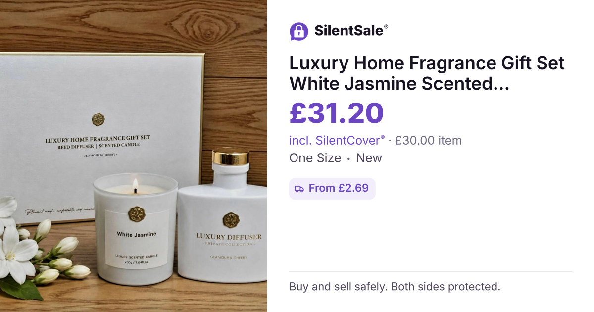Luxury Home Fragrance Gift Set White Jasmine Scented Candle & Diffuser
