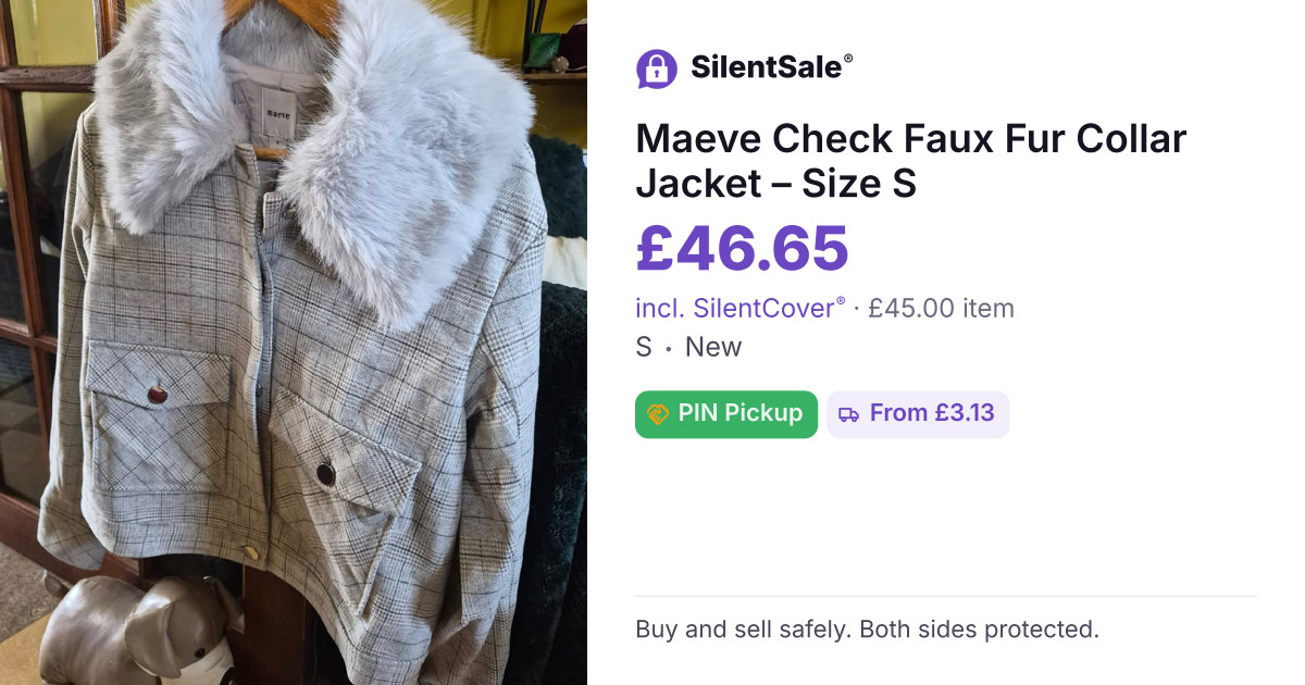 Maeve Check Faux Fur Collar Jacket – Size S