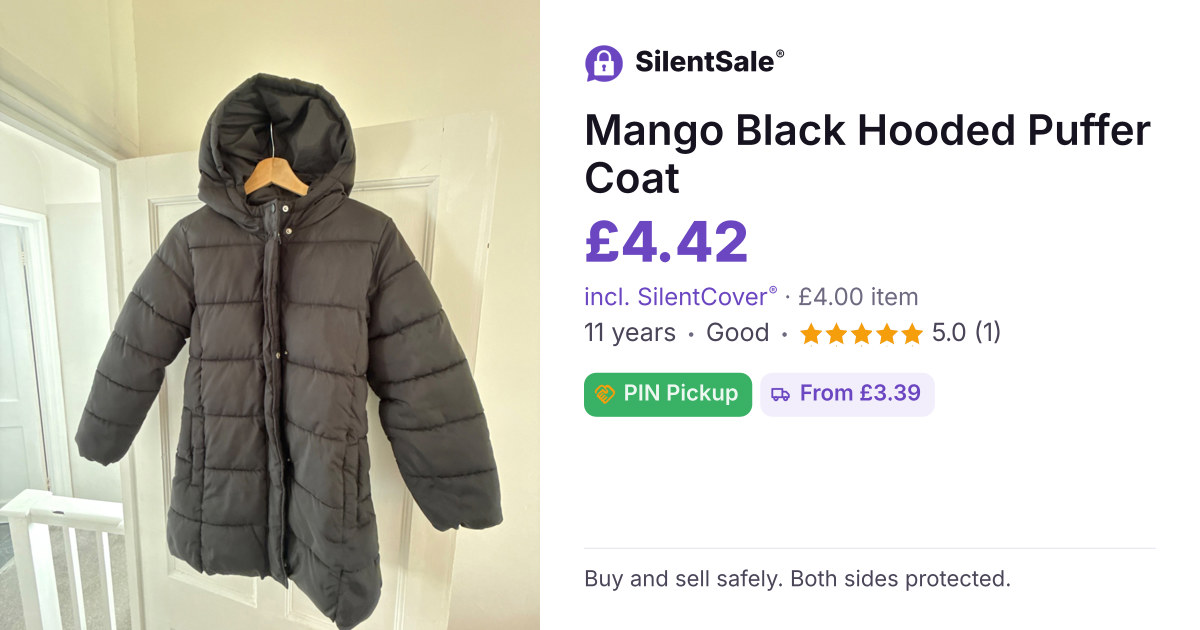 Mango Black Hooded Puffer Coat