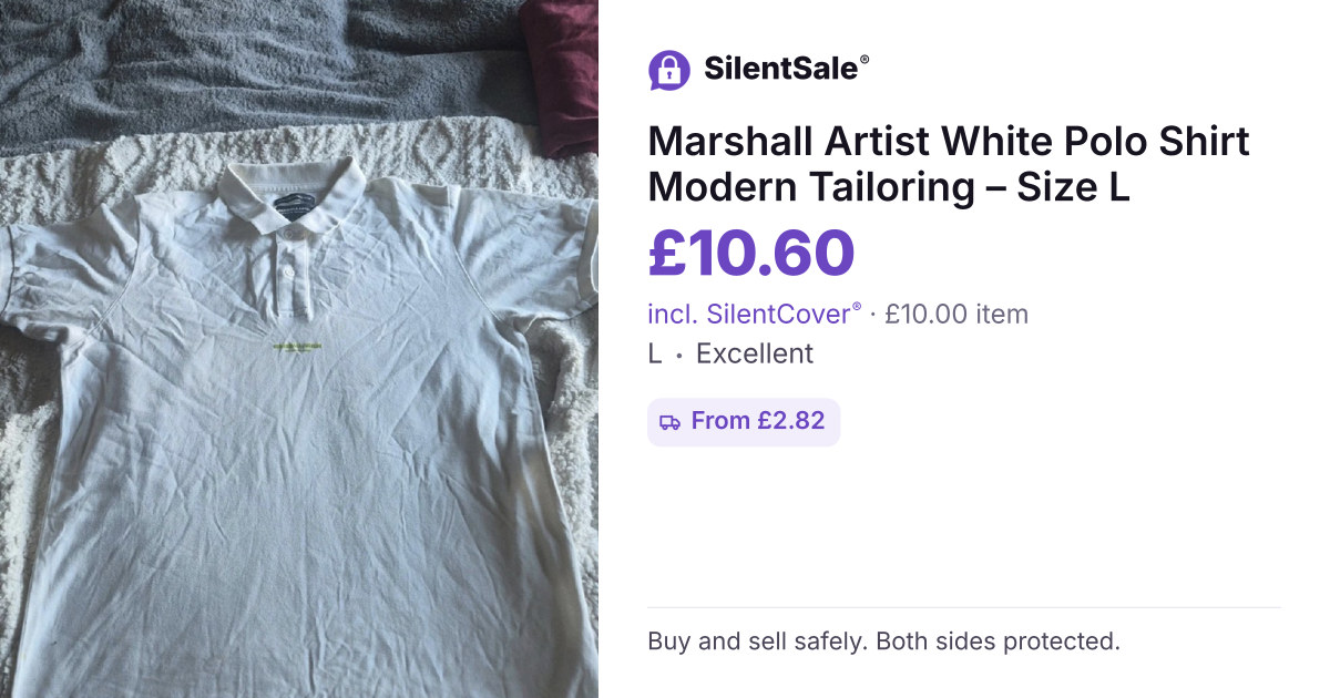 Marshall Artist White Polo Shirt Modern Tailoring – Size L