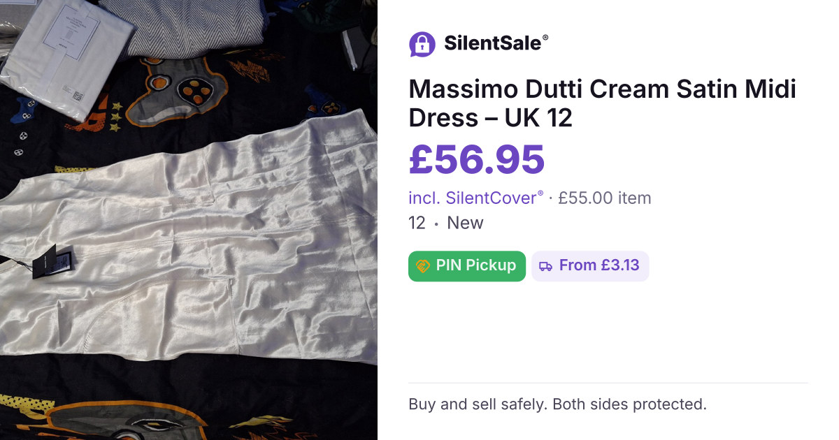 Massimo Dutti Cream Satin Midi Dress – UK 12