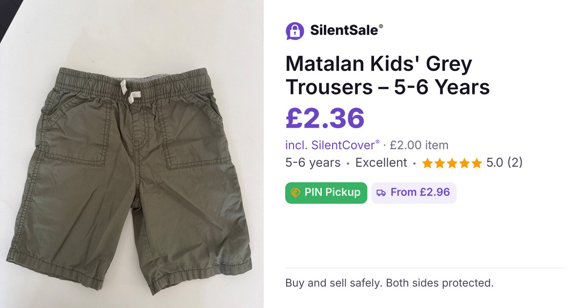 Matalan Kids' Grey Trousers – 5-6 Years