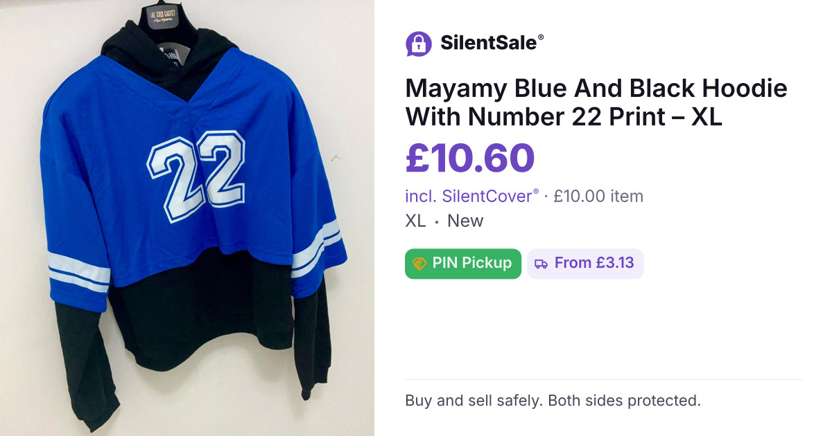 Mayamy Blue And Black Hoodie With Number 22 Print – XL