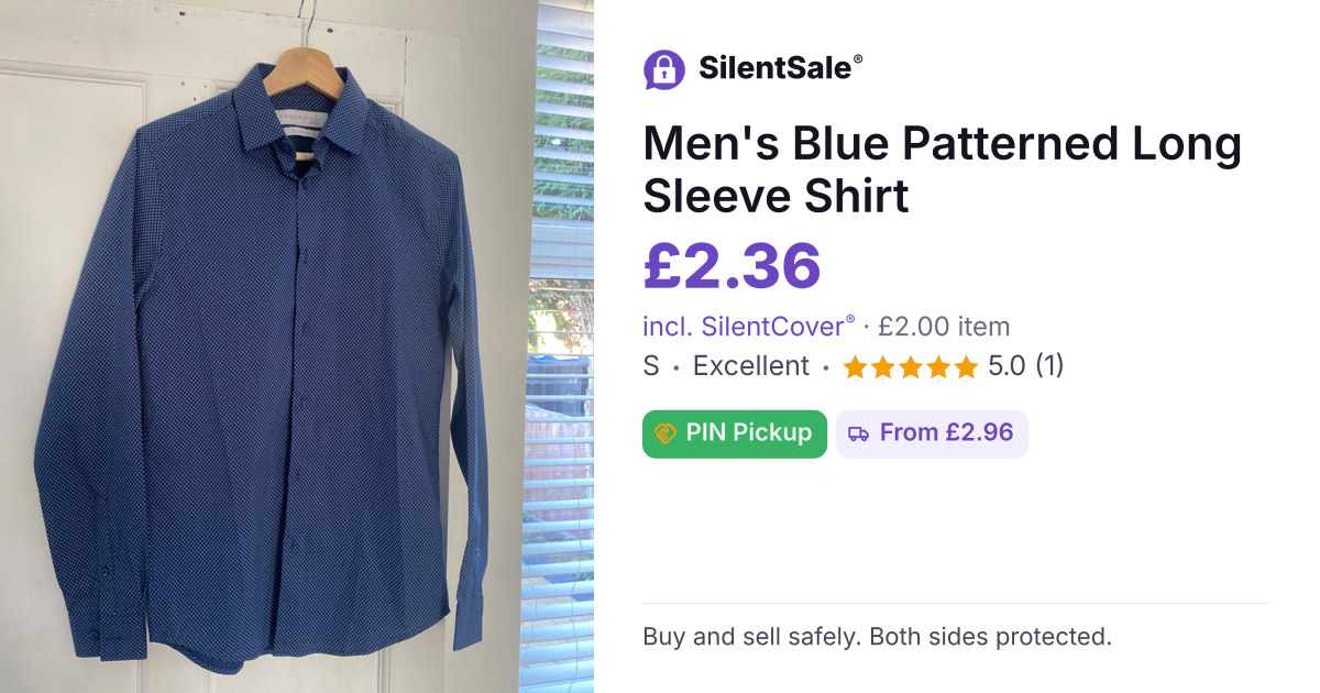 Men's Blue Patterned Long Sleeve Shirt