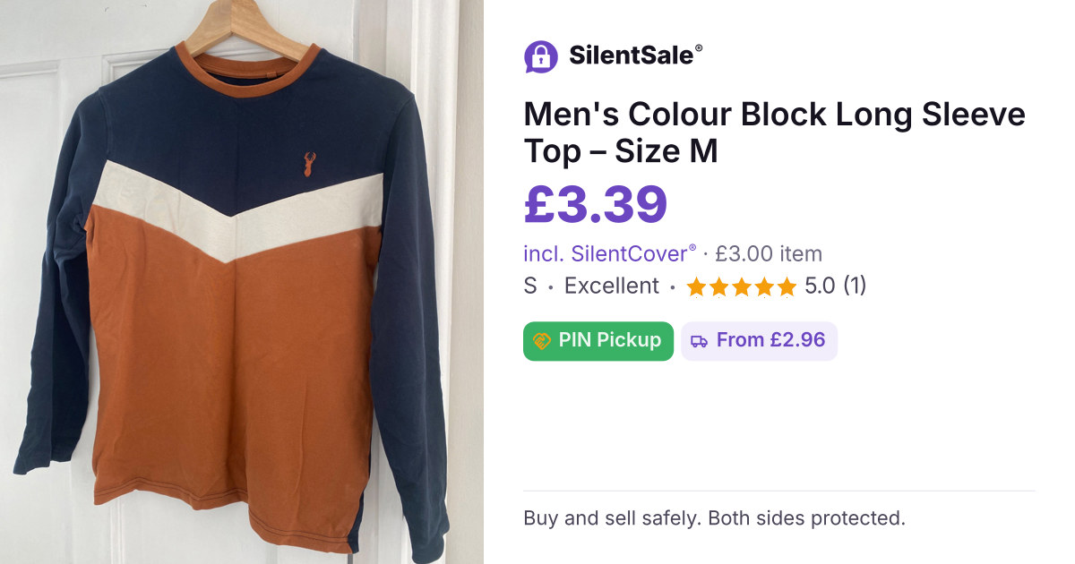 Men's Colour Block Long Sleeve Top – Size M