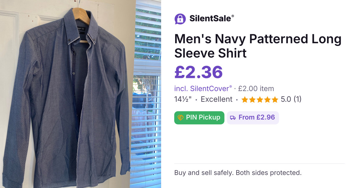 Men's Navy Patterned Long Sleeve Shirt