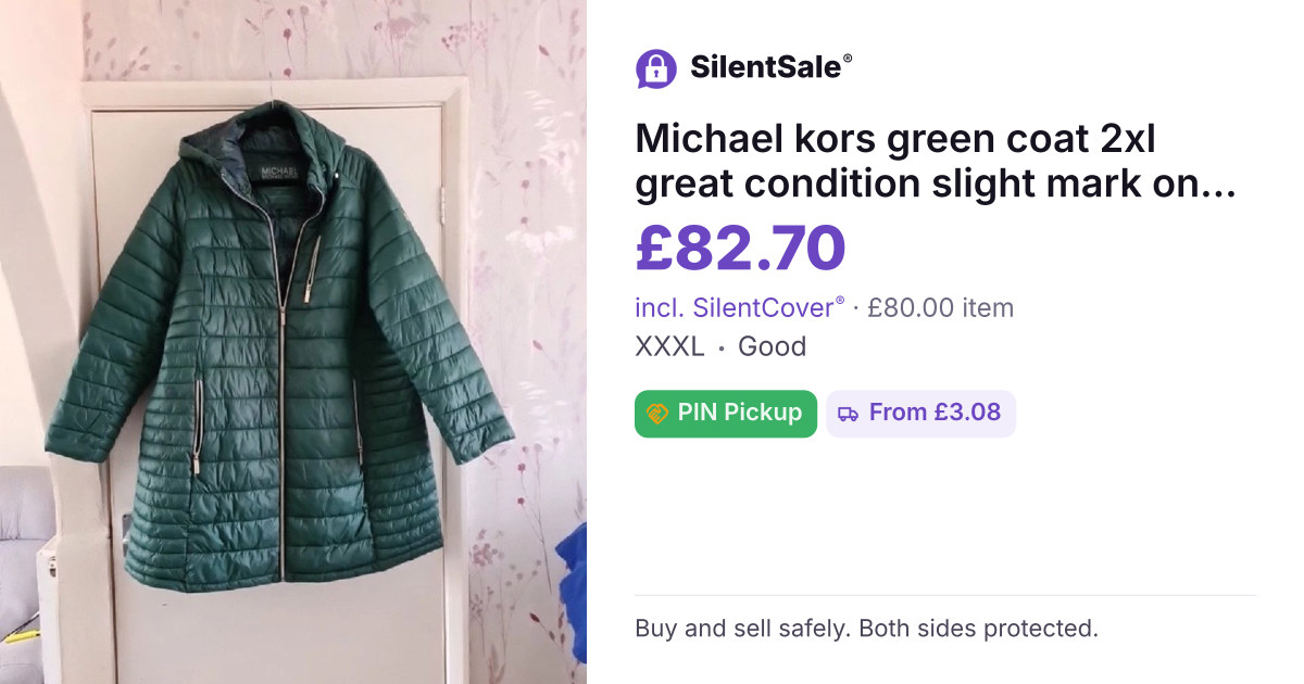 Michael kors green coat 2xl great condition slight mark on arm see pic