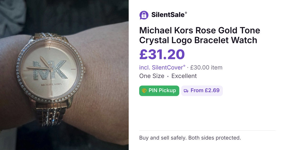 Michael Kors Rose Gold Tone Crystal Logo Bracelet Watch