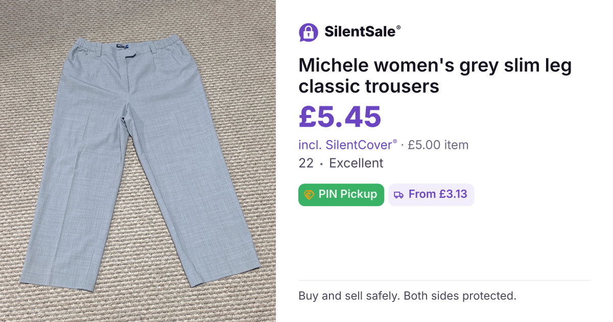 Michele women's grey slim leg classic trousers