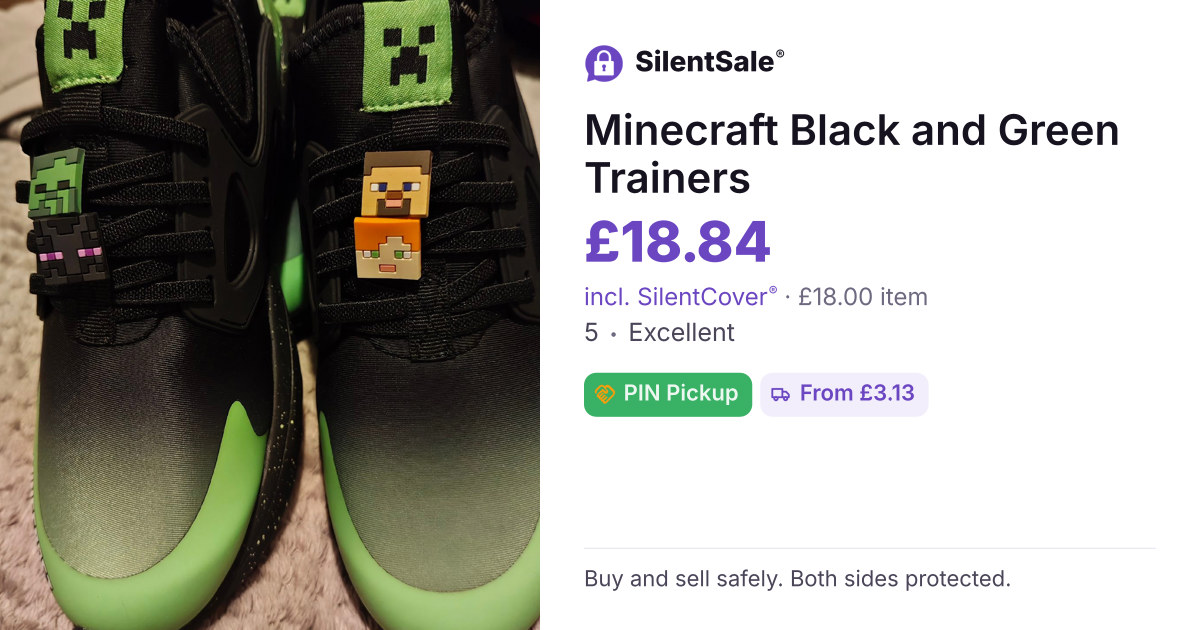 Minecraft Black and Green Trainers