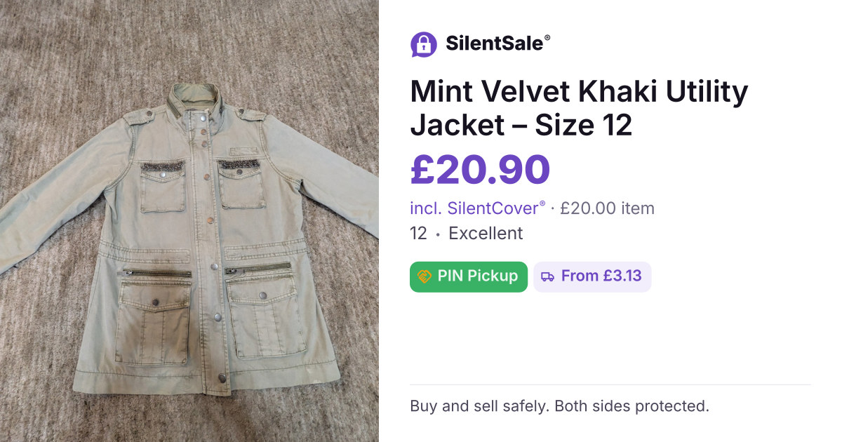 Mint Velvet Khaki Utility Jacket – Size 12