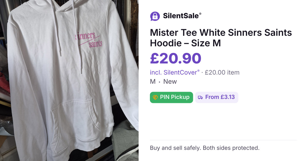 Mister Tee White Sinners Saints Hoodie – Size M