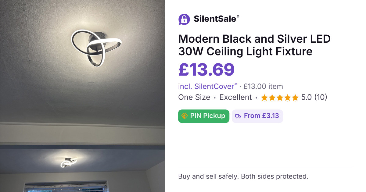 Modern Black and Silver LED 30W Ceiling  Light Fixture