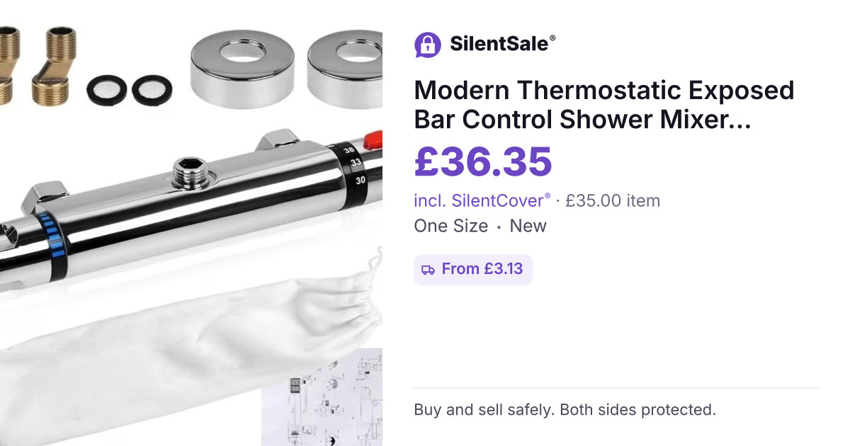 Modern Thermostatic Exposed Bar Control Shower Mixer Valve Tap Chrome Outlet