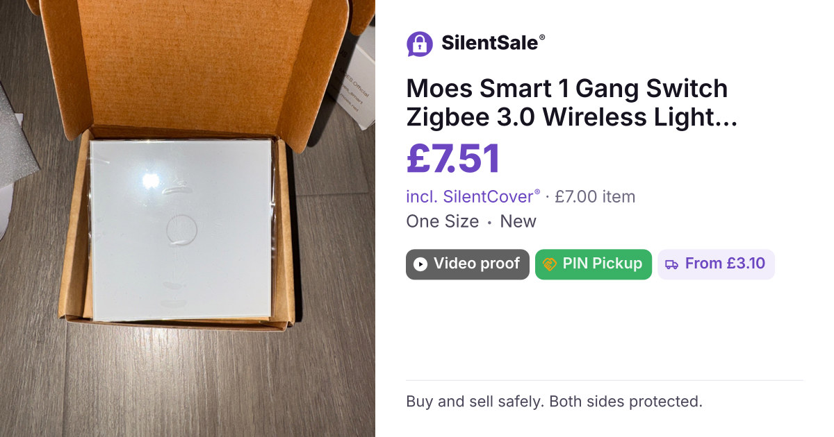 Moes Smart 1 Gang Switch Zigbee 3.0 Wireless Light Controller